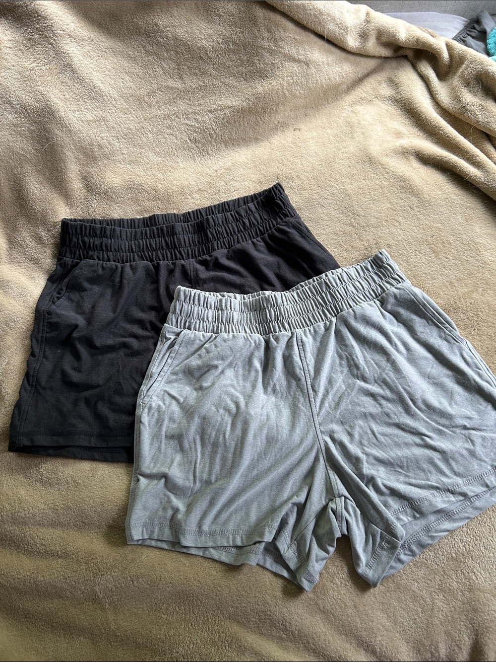 Athletic Works Women’s Elastic-Waist Athletic Shorts - Black & Light Gray